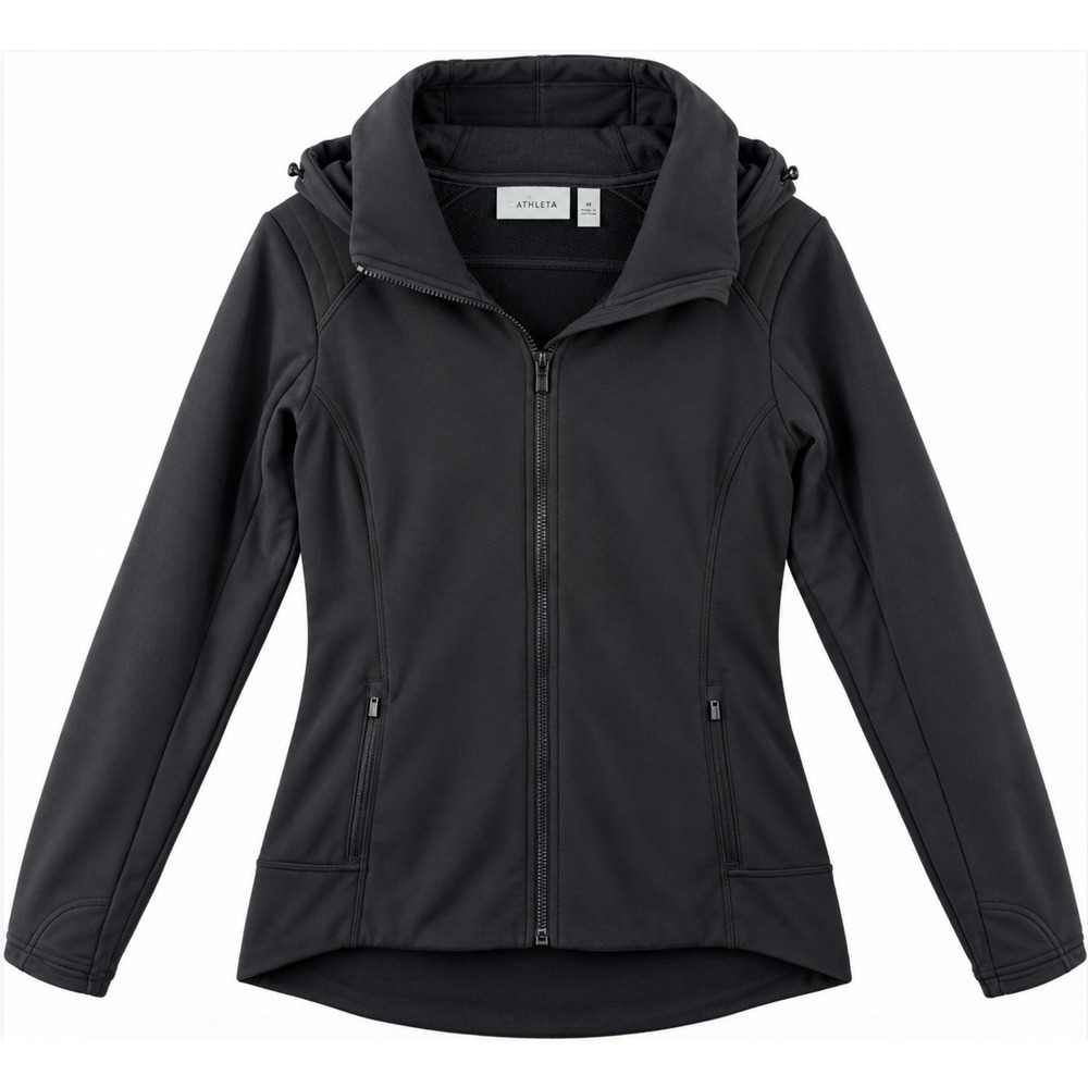 Athleta‎ Stronger Hoodie Full Zip Jacket M Black Hooded Thumbholes Activewear